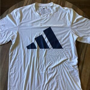 Adidas Aeroready T Shirt Mens Size L White Navy Logo Tee Active   #15
